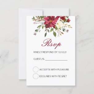 Winter Wedding RSVP Card, Custom RSVP Card