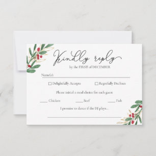 Winter Wedding RSVP Cards - Modern Christmas