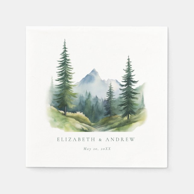 Winter Wedding | Rustic Mountains  Napkin (Front)