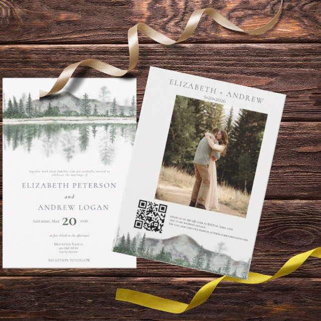 Winter Wedding | Rustic Mountains | QR Code Invitation (Creator Uploaded)