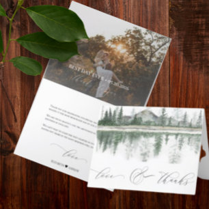 Winter Wedding   Rustic Mountains  Thank You Card