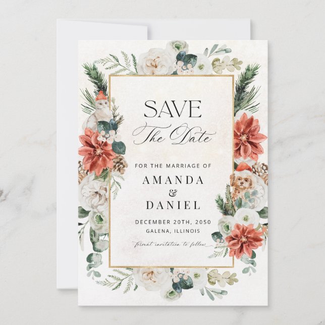 Winter Wedding Save The Date Card (Front)