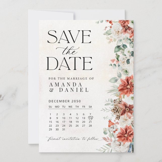Winter Wedding Save The Date Card (Front)