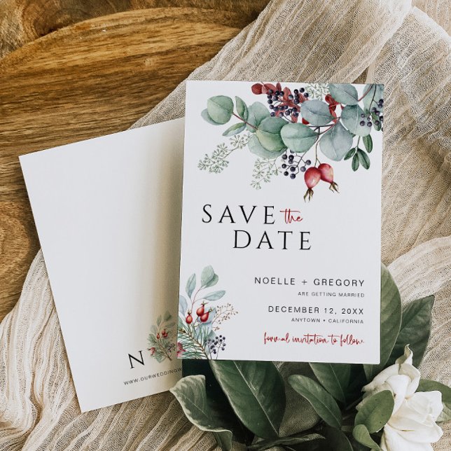 Winter Wedding Save the Date Eucalyptus Foliage (Creator Uploaded)