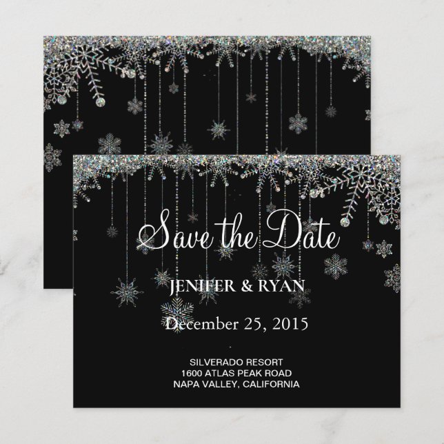 Winter wedding save the date invitation (Front/Back)