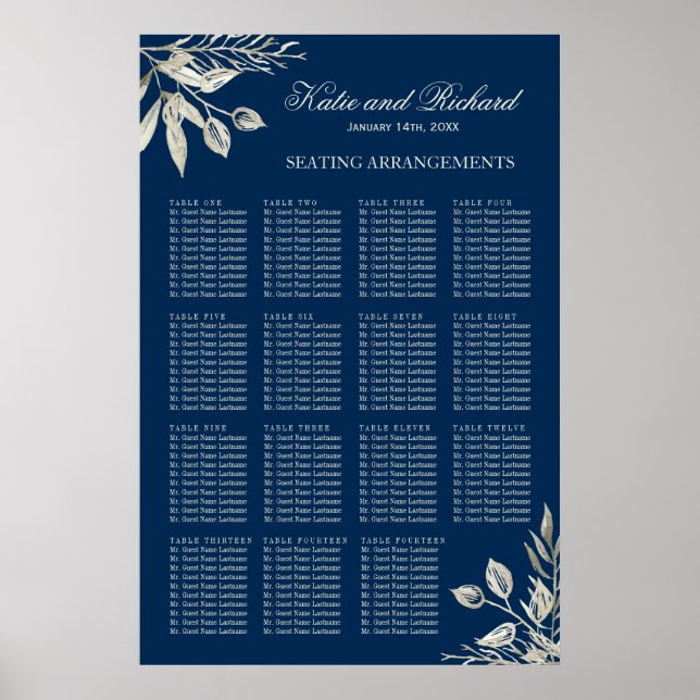 Winter Wedding Seating Arrangement Poster (Front)