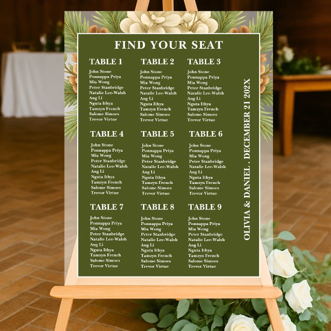 Winter Wedding Seating Chart Frosted Acrylic Sign (Creator Uploaded)