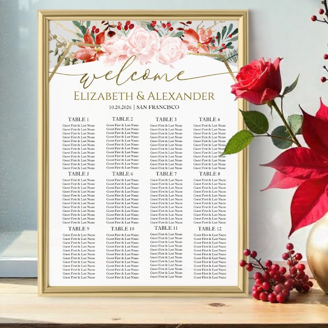 Winter Wedding Seating Charts Gilded Watercolor (Creator Uploaded)