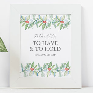 Winter Wedding Sign Botanical Berries & Greenery