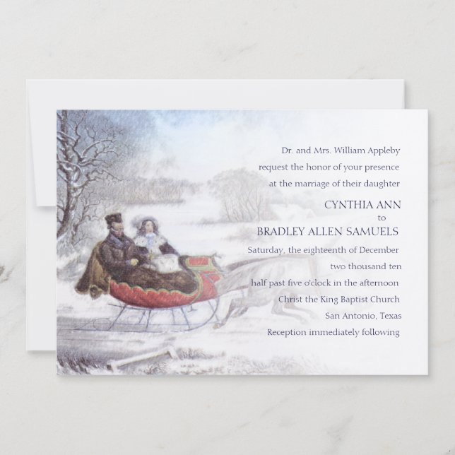 Winter Wedding Sleigh Ride Invitation (Front)