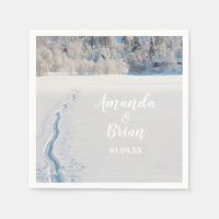 Winter wedding snow ski tracks landscape