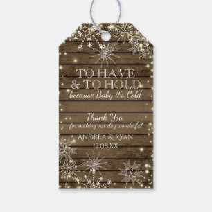 Winter Wedding Snowflakes and Barn Wood Gift Tags