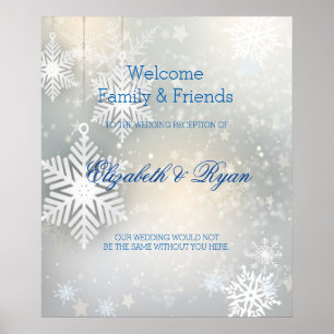 Winter Wedding, Snowflakes, Custom Welcome Poster
