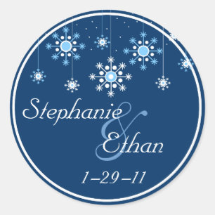 Winter Wedding Snowflakes Personalised Sticker