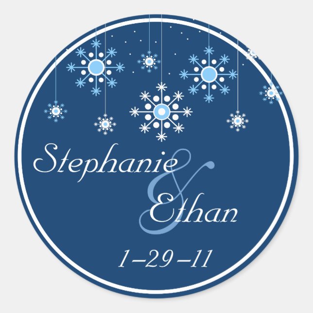 Winter Wedding Snowflakes Personalised Sticker (Front)