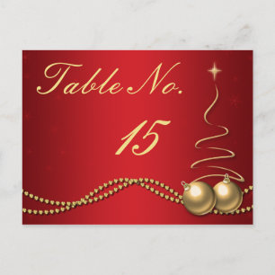 Winter Wedding Table Number - Deep Red & Gold Postcard