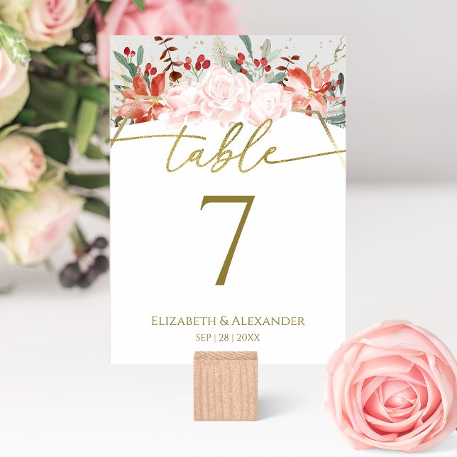 Winter Wedding Table Number Gilded Watercolor (Creator Uploaded)