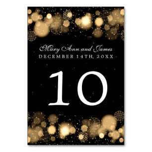Winter Wedding Table Number Gold