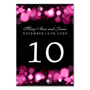 Winter Wedding Table Number Pink