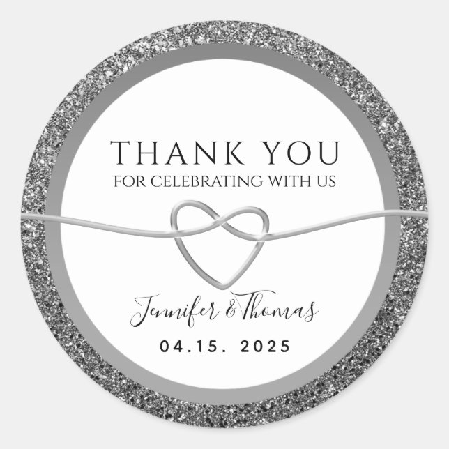 Winter Wedding Thank You Favour Classic Round Sticker (Front)