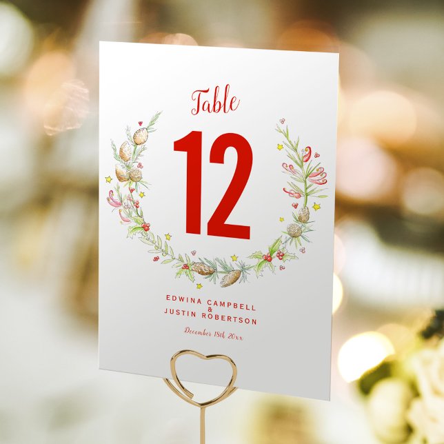 Winter Wedding watercolor pine cones berries  Table Number (Creator Uploaded)