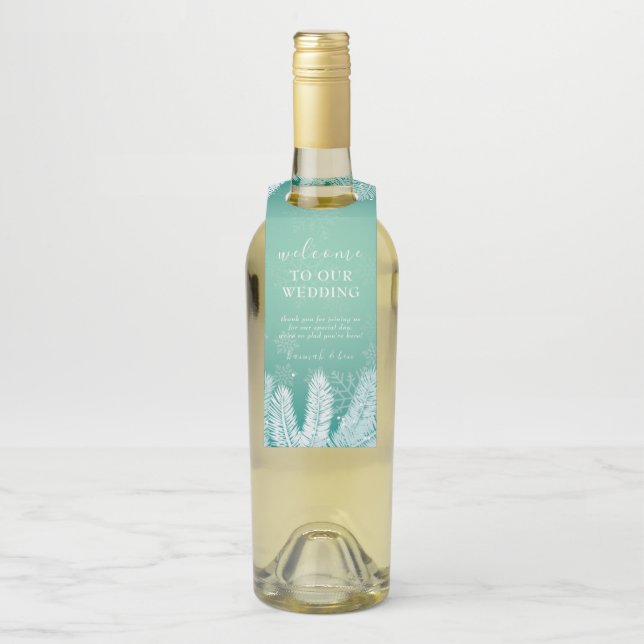 Winter Wedding Welcome Bottle Hanger Tag (On Bottle)