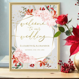 Winter Wedding Welcome Sign Gilded Watercolor