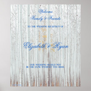 Winter Wedding, White Birch, Custom Welcome Poster