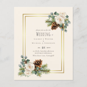 Winter Wedding White Roses Gold Dusty Blue Flyer