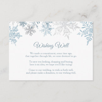 Winter Wedding Wishing Well, Silver Blue Snowflake Enclosure Card
