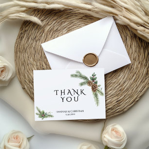 Winter Wedding Wreath with Fir Branches Thank You Card