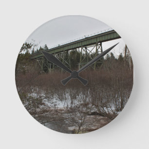 Winter Wentworth Train Trestle Round Clock