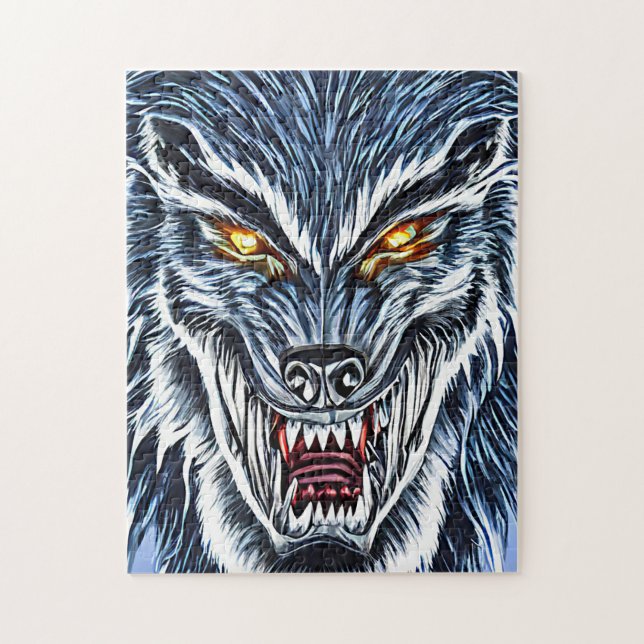 Winter Werewolf Fantasy Dark horror art   Jigsaw Puzzle (Vertical)