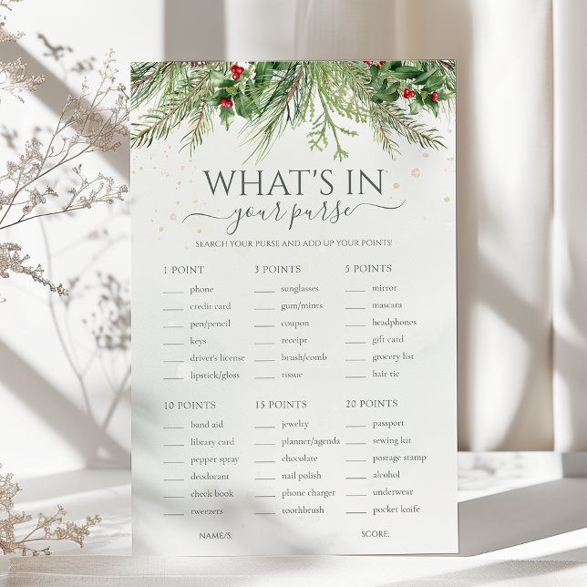 Winter What's In Your Purse Bridal Shower Game (Creator Uploaded)