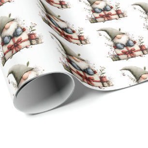 Winter Whimsical Christmas Gnome Wrapping Paper