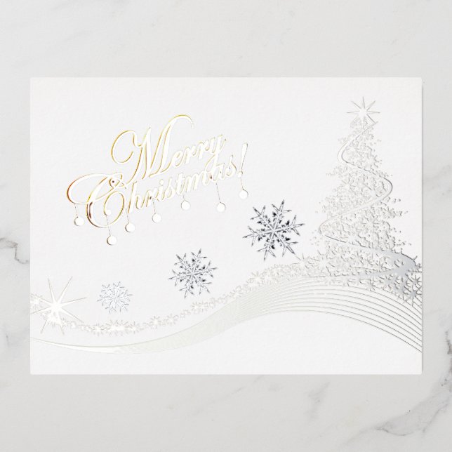 Winter Whimsy: Merry Christmas Tree Foil Holiday Postcard (Front)