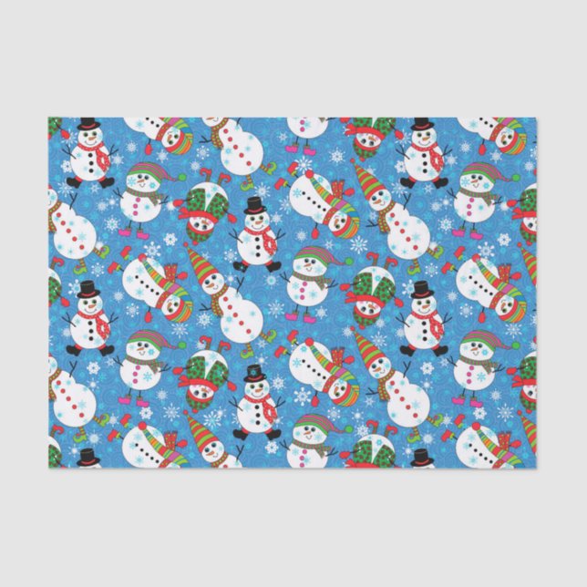Winter Whimsy Snowman Pattern Tissue Paper (Front)