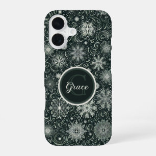 Winter Whirl: Enchanting Snowflakes in Motion iPhone 16 Case