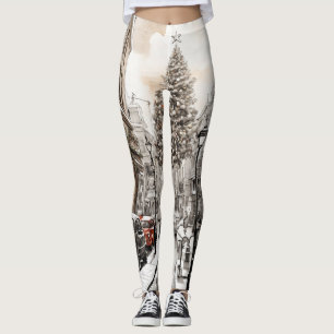 Winter Whisper: Snowy Boulevard Leggings