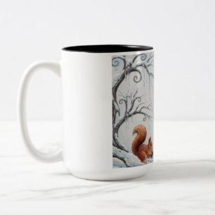 Winter Whispers and Squirrel Dreams Two-Tone Coffee Mug