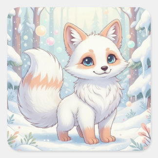Winter Whispers of the Little Fox Square Sticker