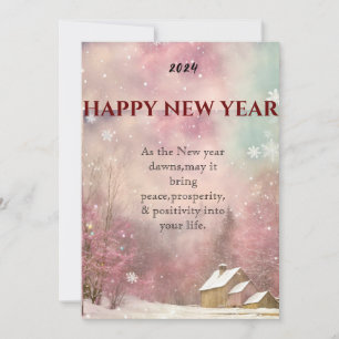 "Winter Whispers: Snowy New Year's Greeting Card" Holiday Card