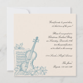 Winter White and Blue Music Christmas Party Invitation