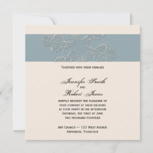 Winter White and Blue Wedding Invitation