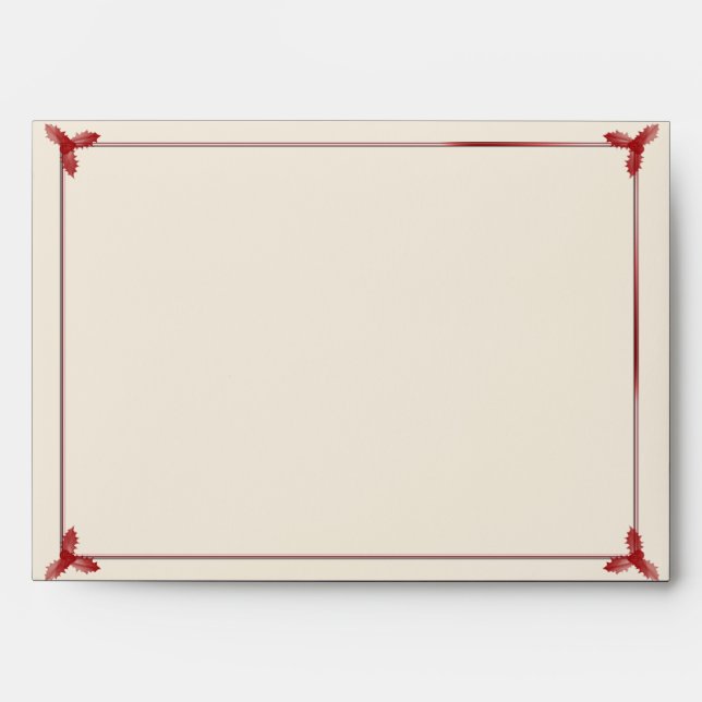 Winter White and Red Mistletoe Wedding Envelope (Front)