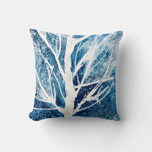 Winter white birch tree Christmas Cushion (Front)