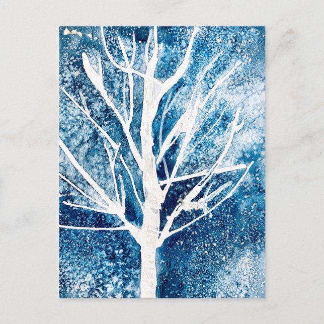 Winter white birch tree Christmas Postcard (Front)