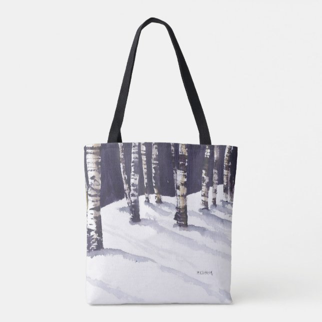 Winter White Birches Tote Bag (Back)