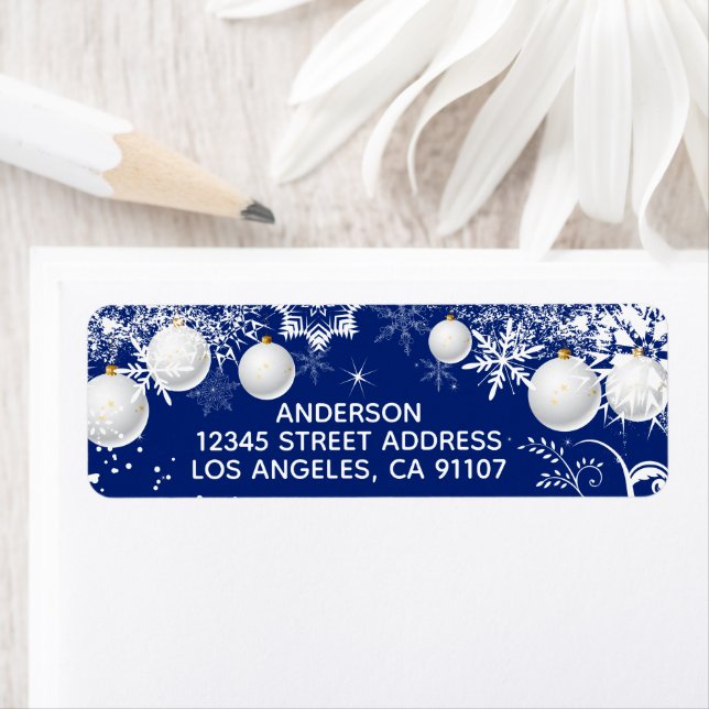 Winter White & Blue  Return Address Labels (Insitu)