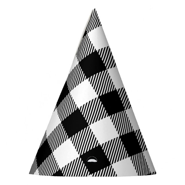 Winter White Buffalo Plaid Party Hats (Left)